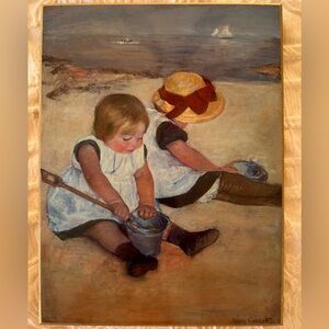 Mary Cassatt's painting titled "Children Playing on the Beach.” (1884).